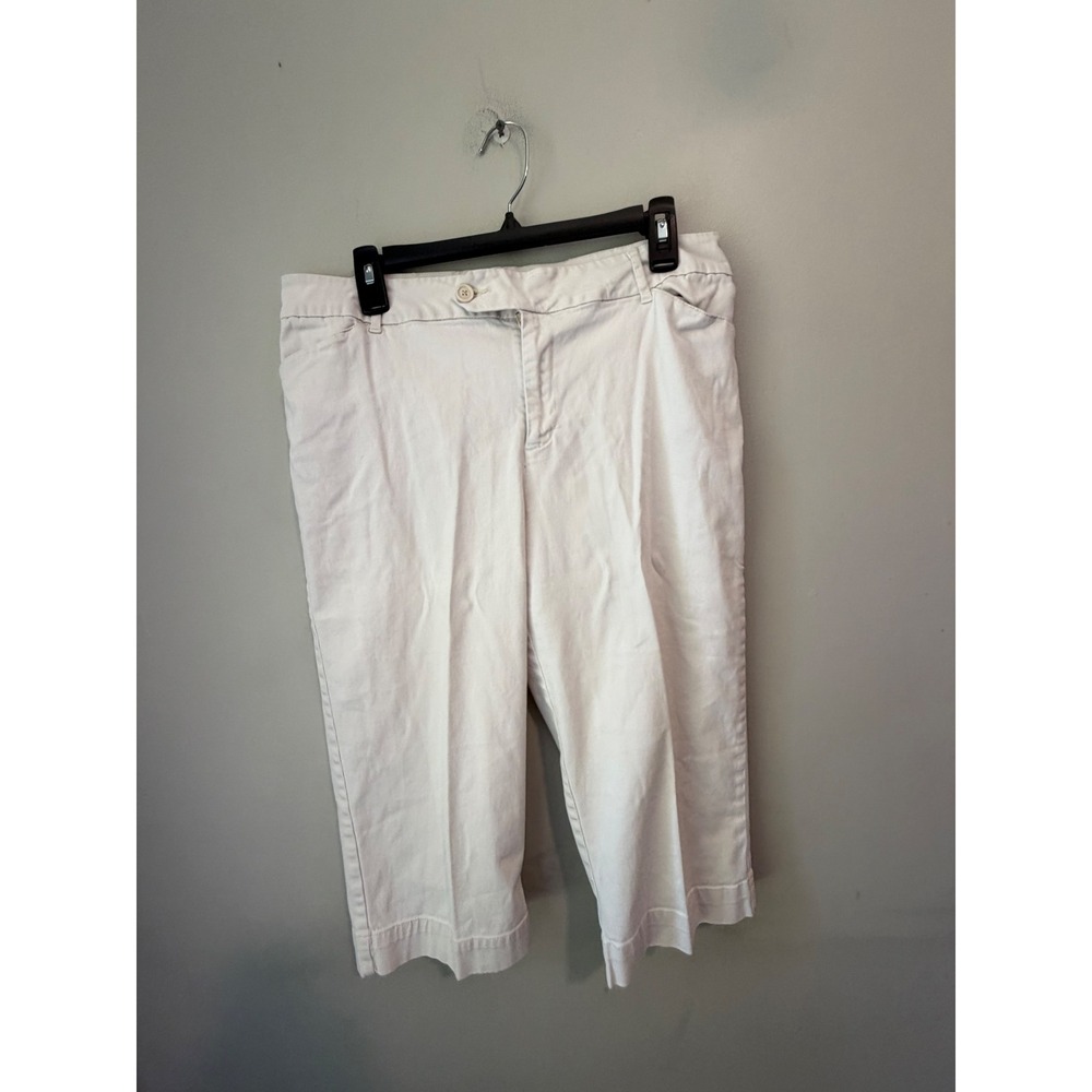 St. John's Bay Stretch Capri Pants Off White Size 14 Cropped Chino Trousers